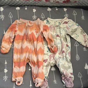 Baby One-Piece Sleeper in Coral Tie-Dye (Pack of 2)